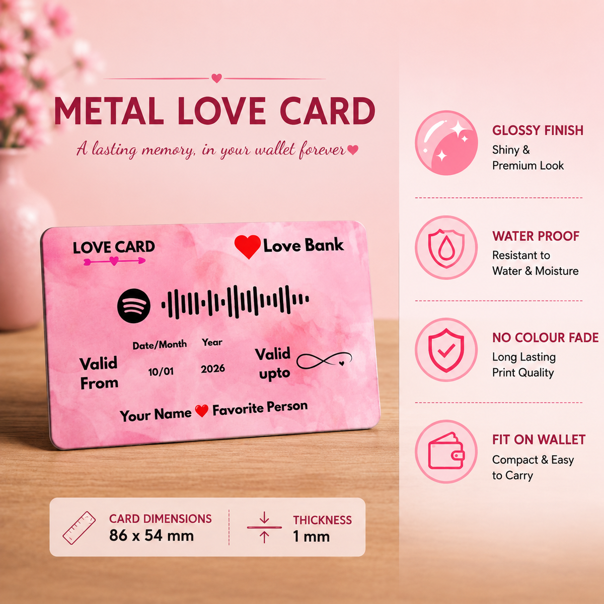 Love Metal Card – personalised 1mm metal card gift (photo 3 of 8)